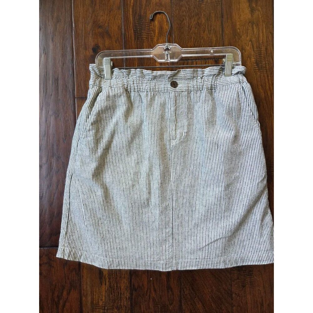 J.Crew Factory Striped Linen-Blend Paper-Bag Mini Skirt Size 8